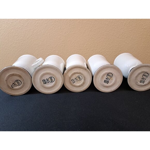 Vintage Hall Pottery Irish Coffee Mugs Footed Two-Tone Cups  Set Of 5 - Picture 4 of 8